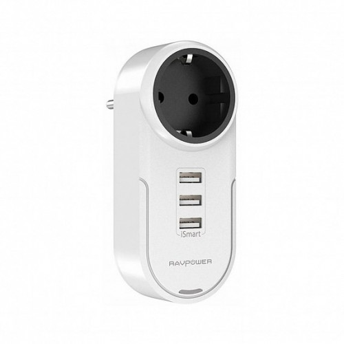  Зарядное устройство RavPower Rotate Plug 4-in-1 Surge Protector (1AC Outlet+3USBPorts) (RP-PC003WH) 